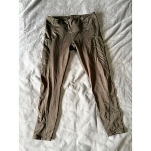TSLA Womens High Waisted Athletic Leggings with Pockets Olive Brown XL